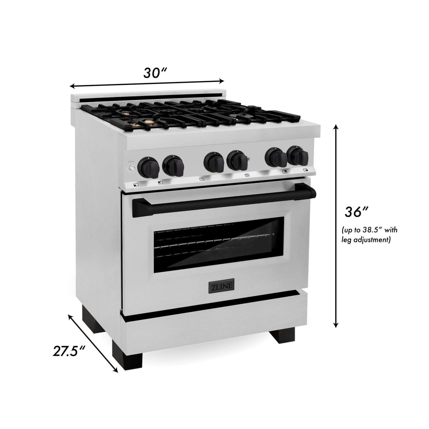 ZLINE 30" Autograph Dual Fuel Range, Stainless Steel, RAZ-30-MB