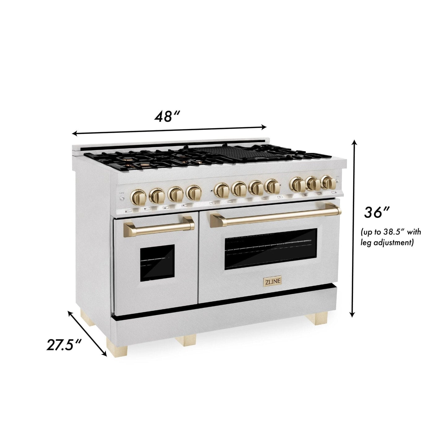 ZLINE 48" Autograph Edition Dual Fuel Range, DuraSnow, RASZ-SN-48-G