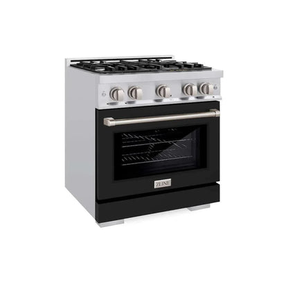 ZLINE 30" Select Gas Range Convection Gas Oven Stainless Steel Black Matte Door HGR-BLM-30