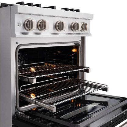 ZLINE 30" Select Gas Range Convection Gas Oven Stainless Steel Black Matte Door HGR-BLM-30