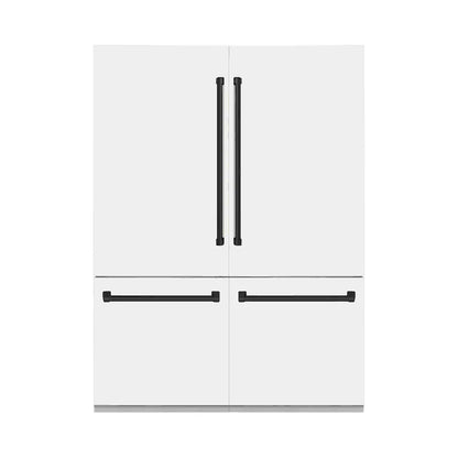 ZLINE 60" Autograph Edition French Door Refrigerator, Internal Water, Ice Dispenser, White Matte, Champagne Bronze Accents RBIVZ-WM-60-CB