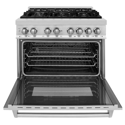 ZLINE 36" Bundled Stainless Dual Range, Range Hood, Microwave, 3KP-RARH36-MW