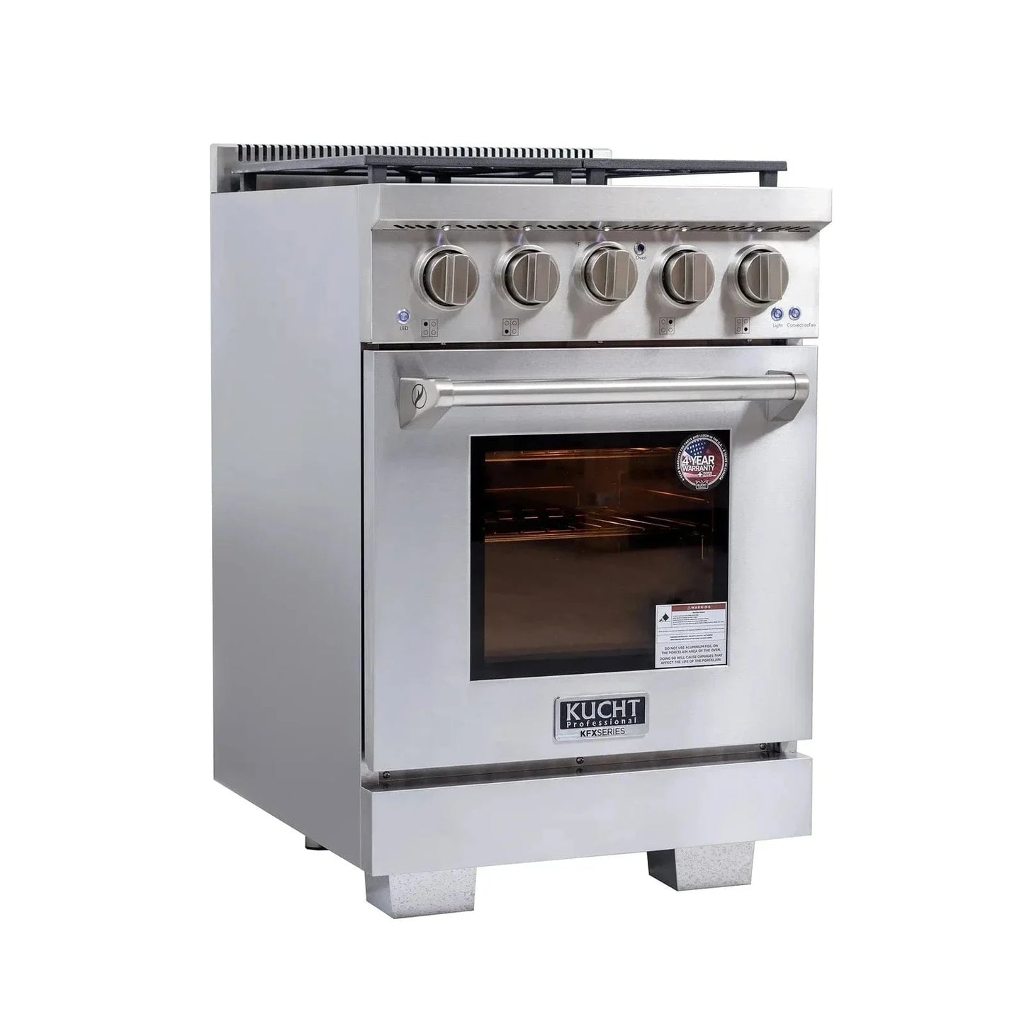 Kucht Professional 24" Gas Range Stainless Steel, True Simmer Burners, KFX2400X-S