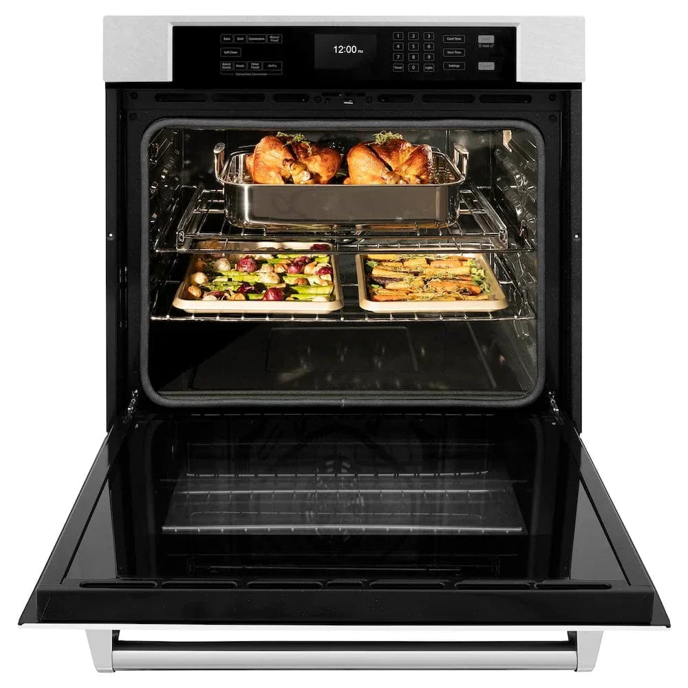ZLINE 30"Professional True Convection Single Wall Oven, Air Fry, Self Clean, DuraSnow® White Matte WASS-WM-30