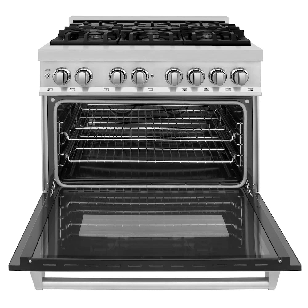 ZLINE 36" Bundle Range RA-BLM-36 &  Wall Range Hood KB-36, 2KP-RABLMRH36