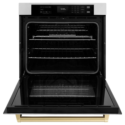 ZLINE 30" Autograph Edition Professional True Convection Single Wall Oven, Air Fry, Self Clean, Stainless Steel, Champagne Bronze WASZ-30-CB