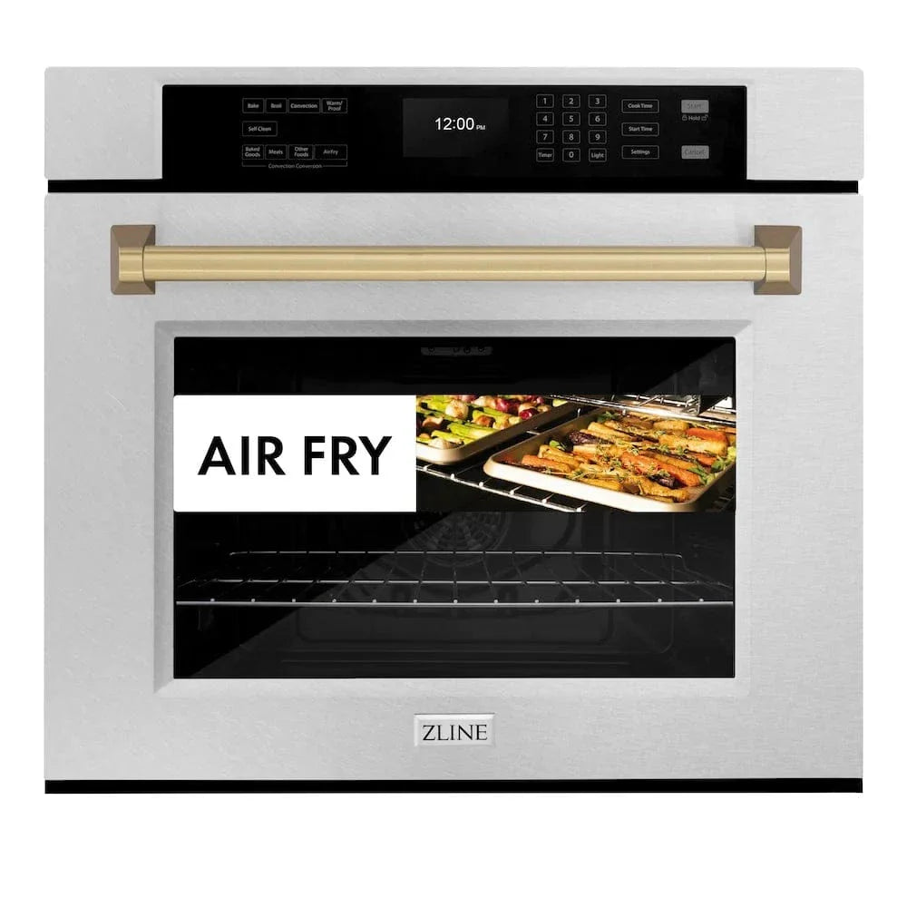 ZLINE 30"Professional True Convection Single Wall Oven, Air Fry, Self Clean, DuraSnow® Champagne Bronze WASSZ-30-CB