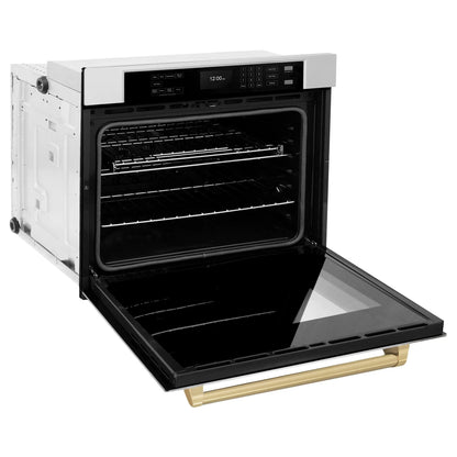 ZLINE 30" Autograph Edition Professional True Convection Single Wall Oven, Air Fry, Self Clean, Stainless Steel, Champagne Bronze WASZ-30-CB