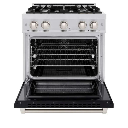 ZLINE 30" Select Gas Range Convection Gas Oven Stainless Steel Black Matte Door HGR-BLM-30