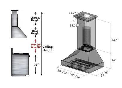 ZLINE 36" Bundle Range RAS-RM-36 & Range Hood 8654RM-36, 2KP-RASRMRH36