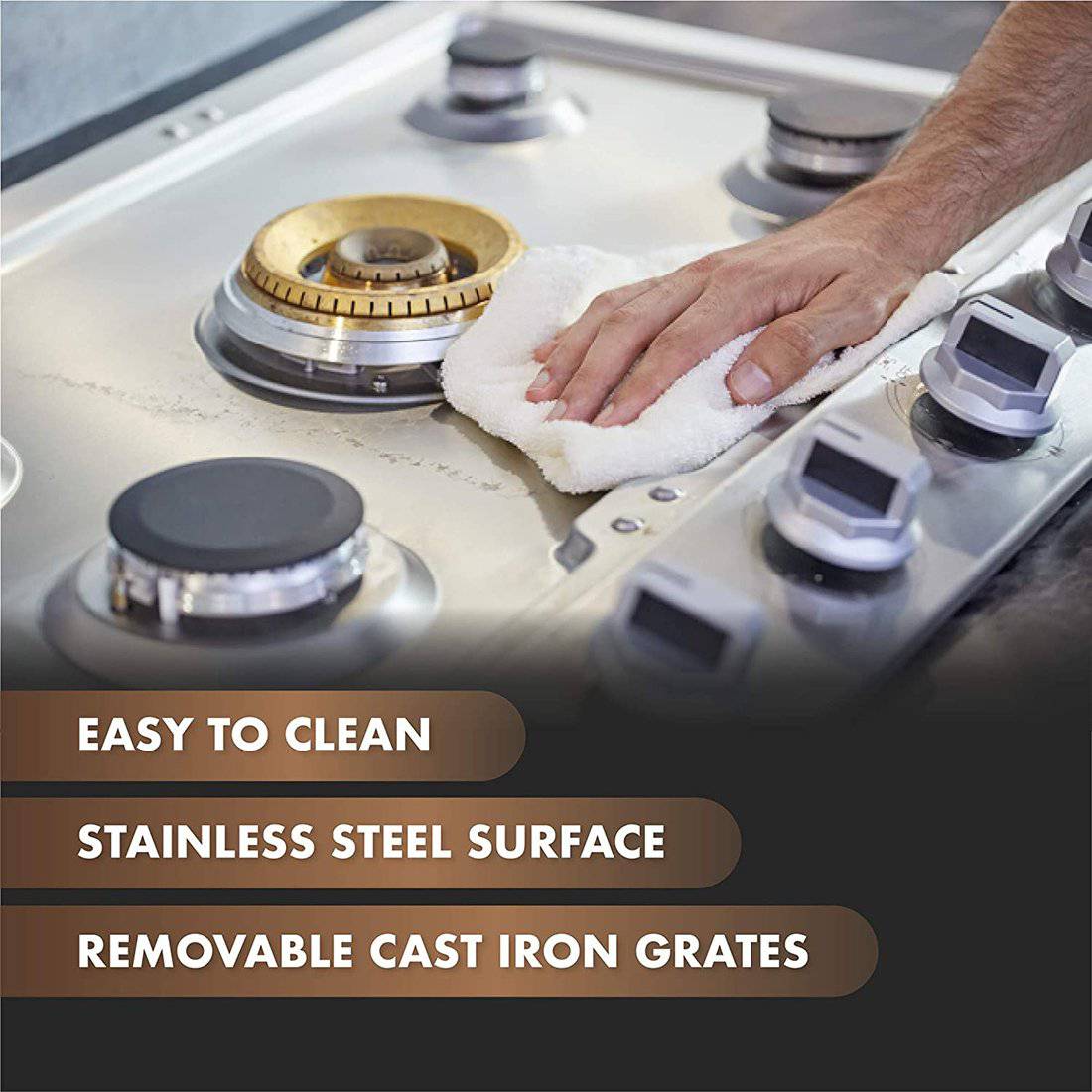 36" Stainless Steel Tri-Ring Gas Cooktop Series | GLS36502