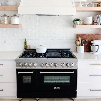 ZLINE 48" Professional Dual Fuel Range with Black Matte Door, RA-BLM-48