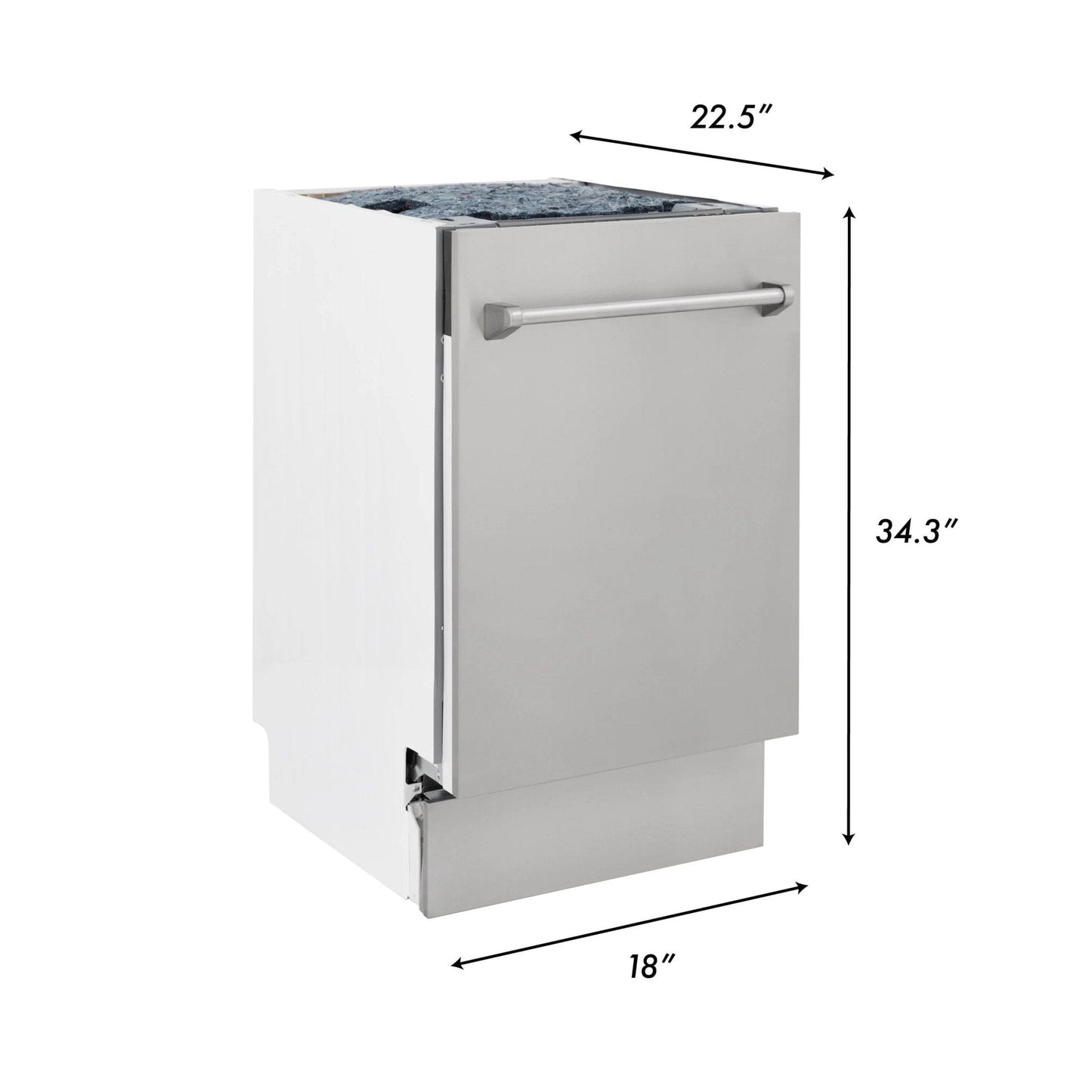 ZLINE 18 in. Tallac Series 3rd Rack Top Control Dishwasher in a Stainless Steel Tub DWV-BS-18