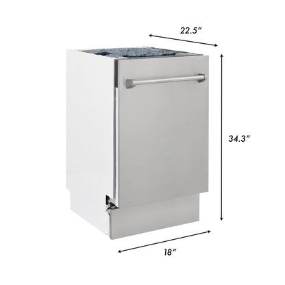 ZLINE 18 in. Tallac Series 3rd Rack Top Control Dishwasher in a Stainless Steel Tub DWV-BS-18