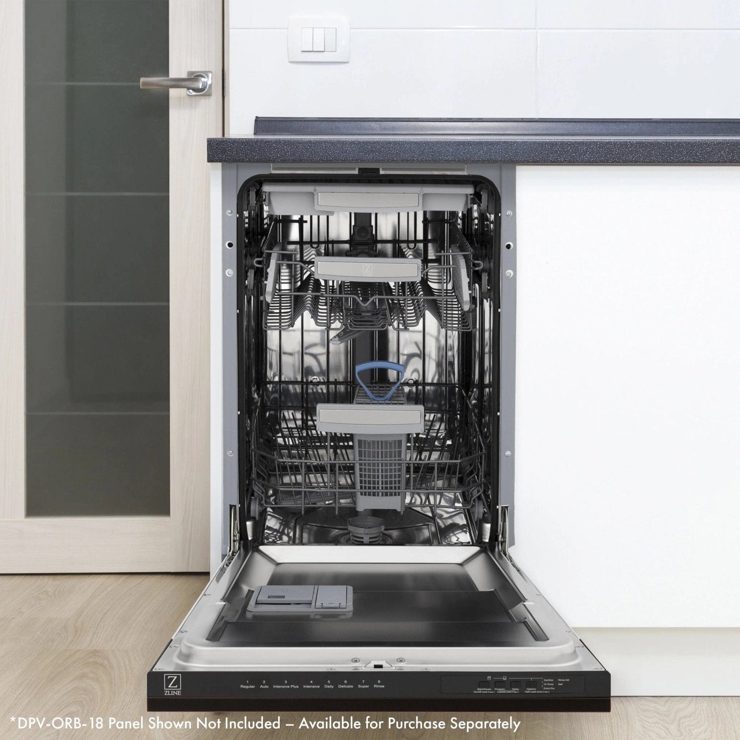 ZLINE 18 in. Tallac Series 3rd Rack Top Control Dishwasher in a Stainless Steel Tub DWV-BS-18