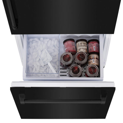 ZLINE 30" 16.1 cu. ft. Built-In 2-Door Bottom Freezer Refrigerator with Internal Water and Ice Dispenser in Black Stainless Steel-RBIV-BS-30