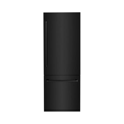 ZLINE 30" 16.1 cu. ft. Built-In 2-Door Bottom Freezer Refrigerator with Internal Water and Ice Dispenser in Black Stainless Steel-RBIV-BS-30