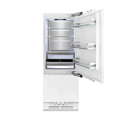 ZLINE 30" 16.1 cu. ft. Panel Ready Built-In 2-Door Bottom Freezer Refrigerator with Internal Water and Ice Dispenser RBIV-30