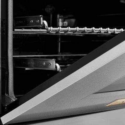 ZLINE 30" Autograph Dual Fuel Range, DuraSnow Stainless, Gold, RASZ-SN-30-G