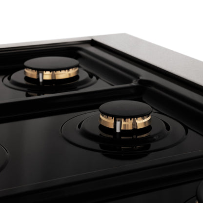 ZLINE 30" Autograph Dual Fuel Range, DuraSnow Stainless, Gold, RASZ-SN-30-G