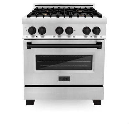 ZLINE 30" Autograph Dual Fuel Range, Stainless Steel, RAZ-30-MB