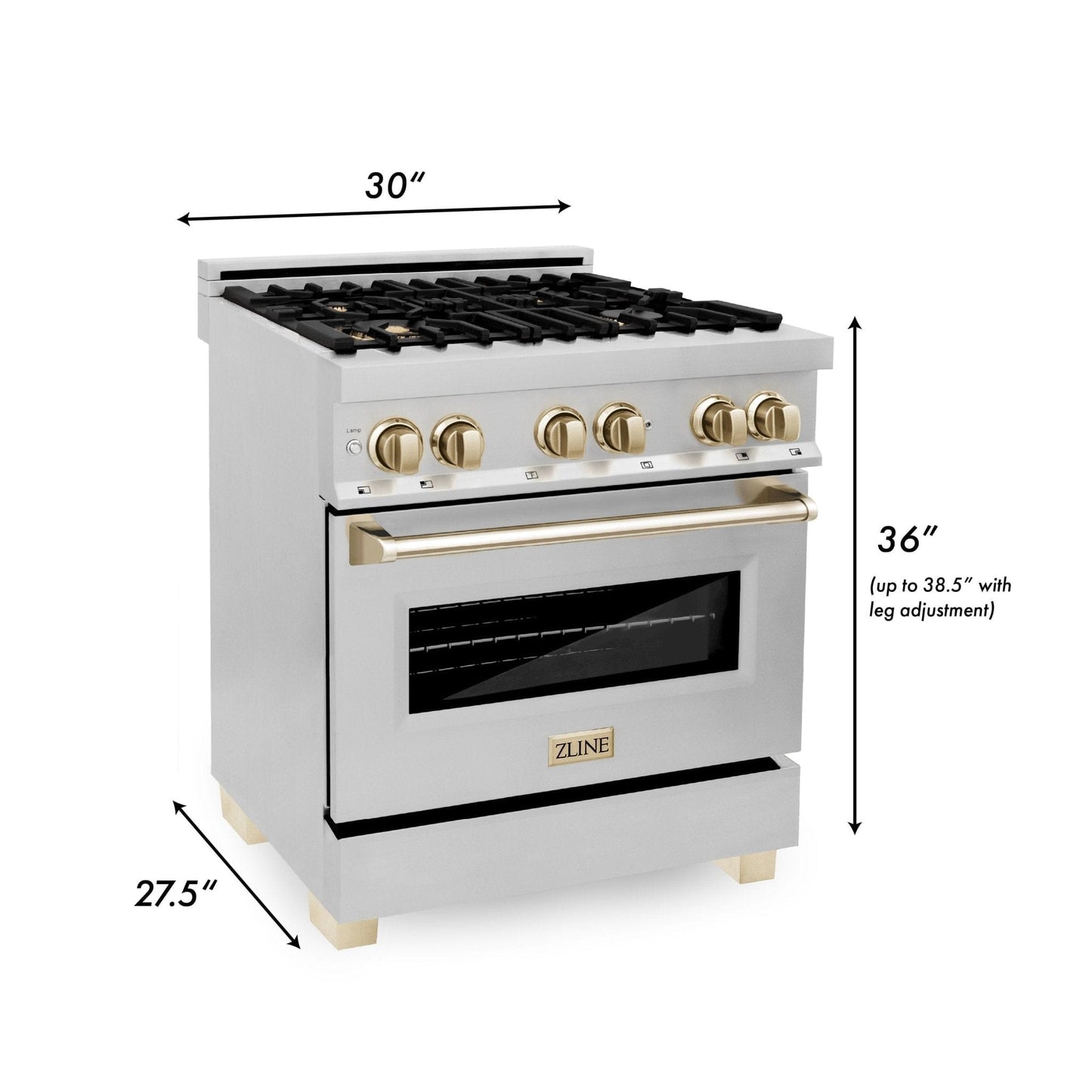 ZLINE 30" Autograph Edition, Dual Fuel Range, Gold Accents, RAZ-30-G