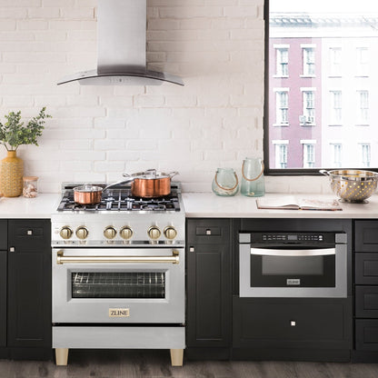 ZLINE 30" Autograph Edition, Dual Fuel Range, Gold Accents, RAZ-30-G