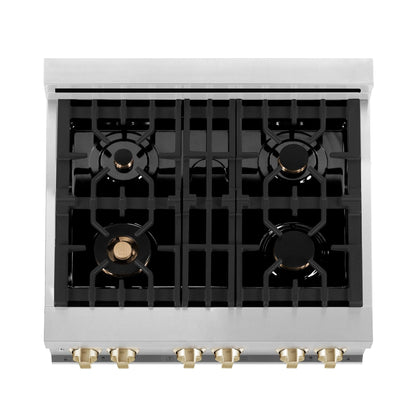 ZLINE 30" Autograph Edition, Dual Fuel Range, Gold Accents, RAZ-30-G