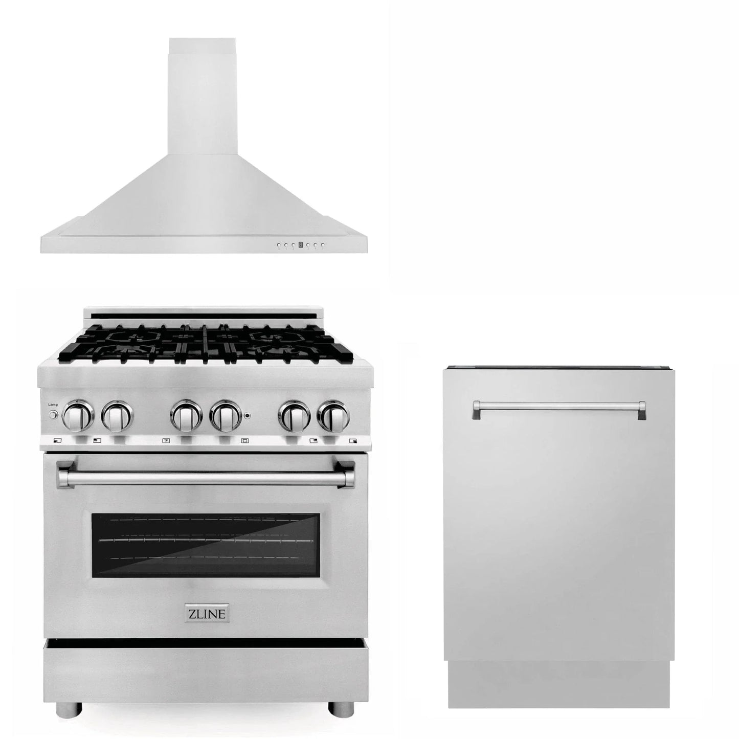 ZLINE 30" Bundled Stainless DualRange RangeHood Dishwasher 3KP-RARH30-DW