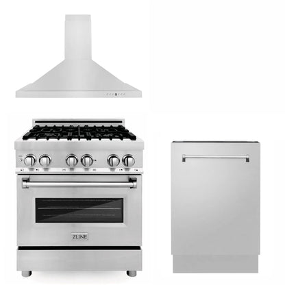 ZLINE 30" Bundled Stainless DualRange RangeHood Dishwasher 3KP-RARH30-DW