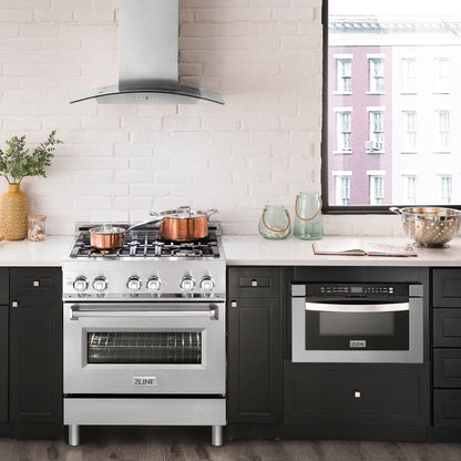 ZLINE 30" Dual Fuel Oven Range, Stainless Steel, Brass Burners, RA-BR-30