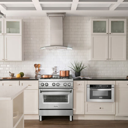 ZLINE 30" Dual Fuel Oven Range, Stainless Steel, Brass Burners, RA-BR-30