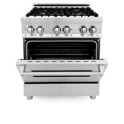 ZLINE 30" Dual Fuel Oven Range, Stainless Steel, Brass Burners, RA-BR-30