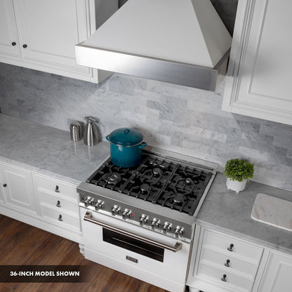 ZLINE 30" Dual Fuel Range, DuraSnow, Stainless, White Matte Door, RAS-WM-30