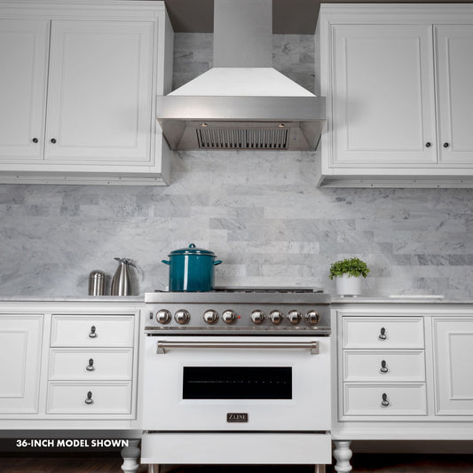 ZLINE 30" Dual Fuel Range, DuraSnow, Stainless, White Matte Door, RAS-WM-30