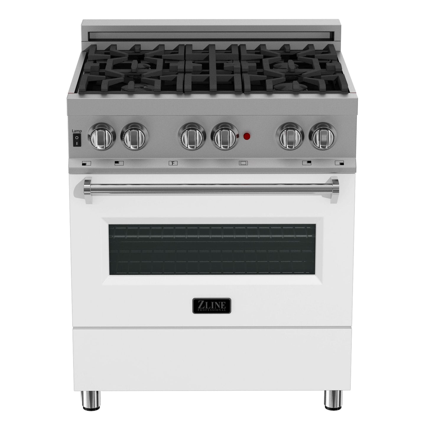 ZLINE 30" Dual Fuel Range, DuraSnow, Stainless, White Matte Door, RAS-WM-30