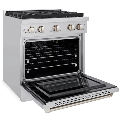 ZLINE 30 in. 4.2 cu. ft. 4 Burner Gas Range with Convection Gas Oven in Stainless Steel, SGR30