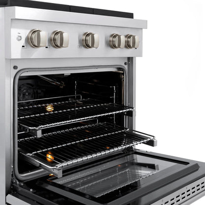 ZLINE 30 in. 4.2 cu. ft. 4 Burner Gas Range with Convection Gas Oven in Stainless Steel, SGR30