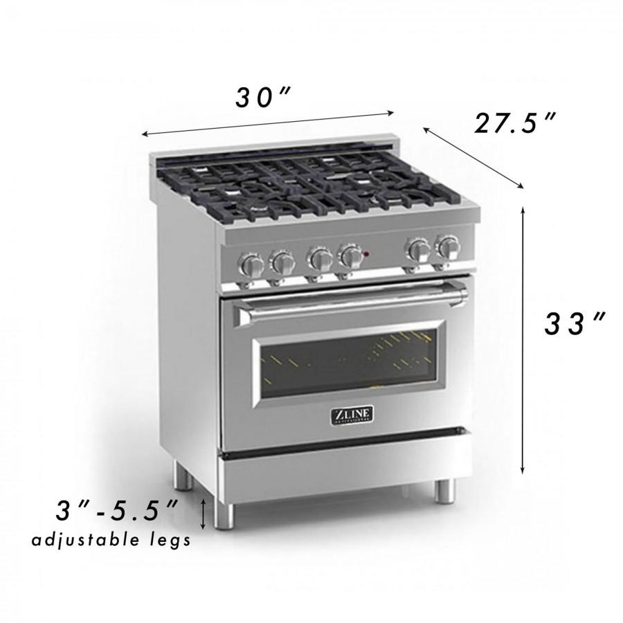 ZLINE 30" Professional Dual Fuel Range, Red Matte Door, RA-RM-30