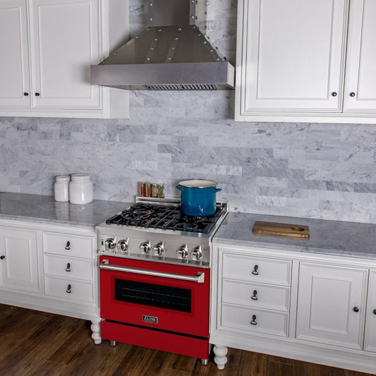 ZLINE 30" Professional Dual Fuel Range, Red Matte Door, RA-RM-30