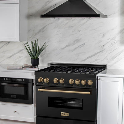 ZLINE 36" Autograph Dual Fuel Range, Black Stainless, RABZ-36-CB