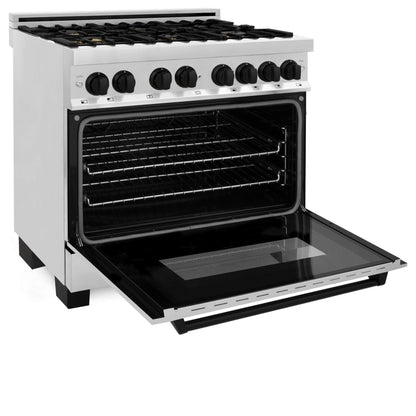 ZLINE 36" Autograph Dual Fuel Range, Stainless Steel, RAZ-36-MB
