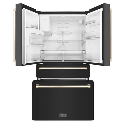 ZLINE 36" Autograph French Door Refrigerator with Water and Ice Dispenser in  Black Stainless Steel RFMZ-W-36-BS-G