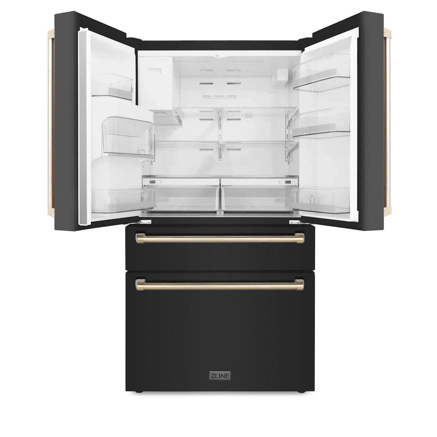 ZLINE 36" Autograph French Door Refrigerator with Water and Ice Dispenser in  Black Stainless Steel RFMZ-W-36-BS-G