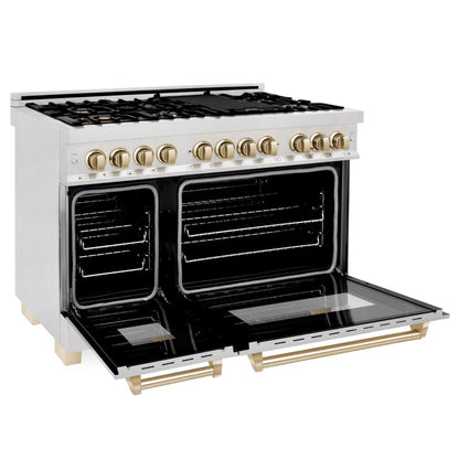 ZLINE 48" Autograph Edition Dual Fuel Range, DuraSnow, RASZ-SN-48-G