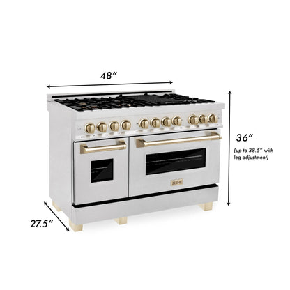 ZLINE 48" Autograph Edition Dual Fuel Range, DuraSnow, RASZ-SN-48-G
