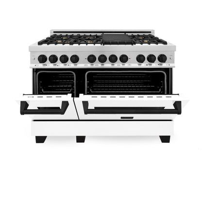 ZLINE 48" Autograph Edition, Dual Fuel Range, White Door, RAZ-WM-48-MB