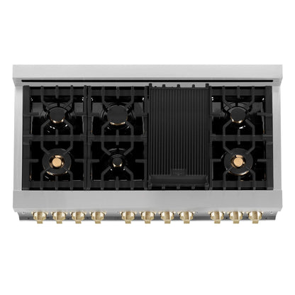 ZLINE 48" Autograph Edition, Dual Fuel Stainless Steel Range, RAZ-48-G