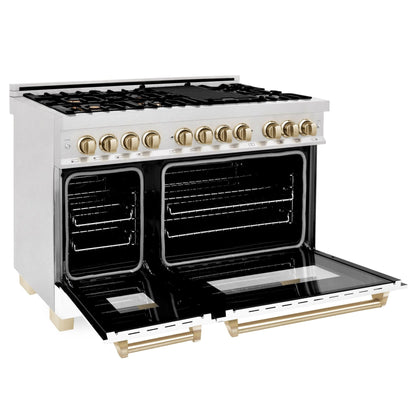 ZLINE 48" Autograph, Range Dual Fuel, DuraSnow, White Door, RASZ-WM-48-G