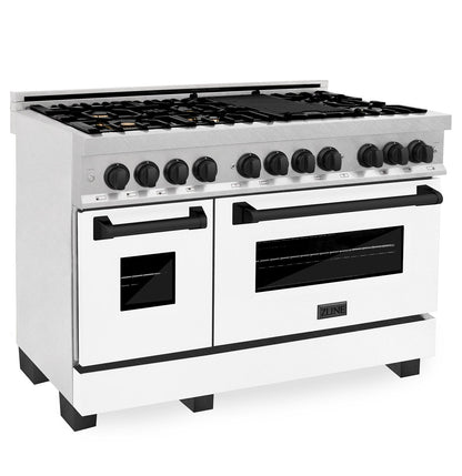 ZLINE 48" Autograph, Range, Dual Fuel, White door, RASZ-WM-48-MB